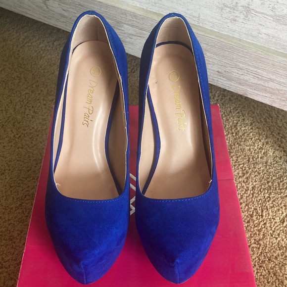 Dream Pairs Swan-30 size 5.5 platform heel royal blue suede - Picture 3 of 9